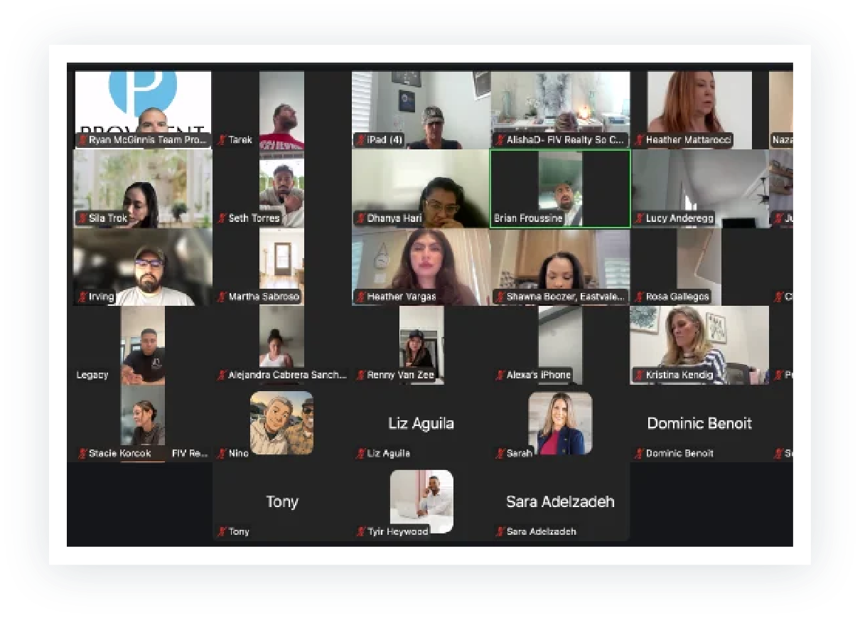 Team on a morning role play Zoom call